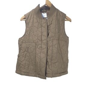 Stylus Quilted Puffer Vest Womens Medium Brown Snap Front Gorpcore Utility